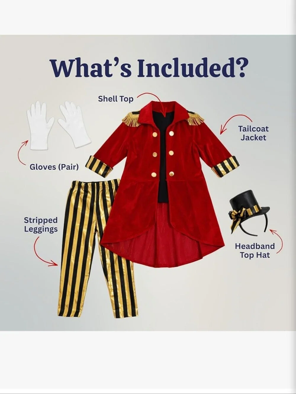 Kids Red Ringmaster Costume with Gold Trim